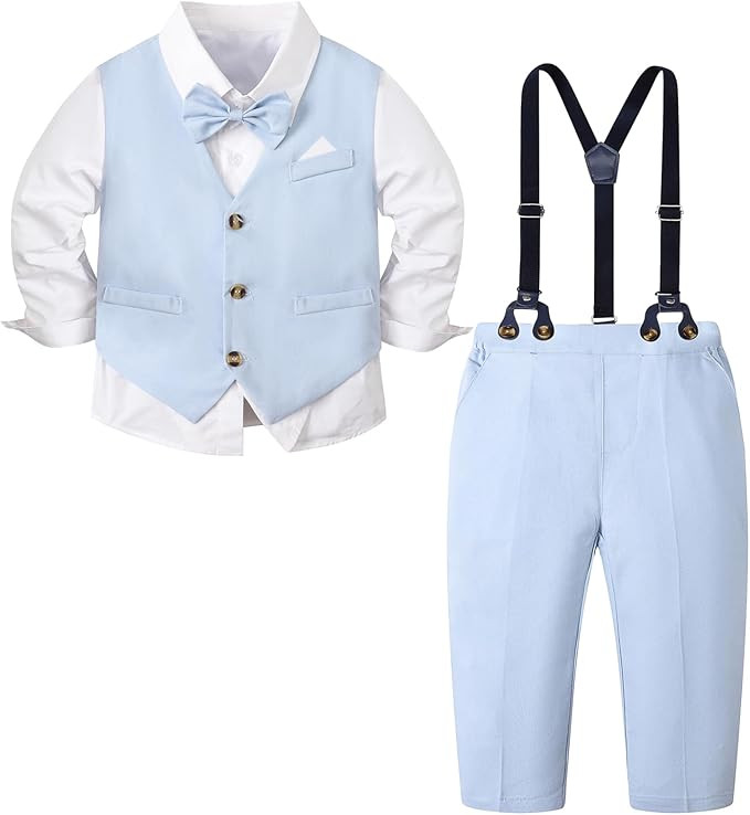 SANGTREE Baby Boys Gentleman Outfits Cotton Linen Formal Suit Set, 3 Months - 9 Years | Amazon (US)