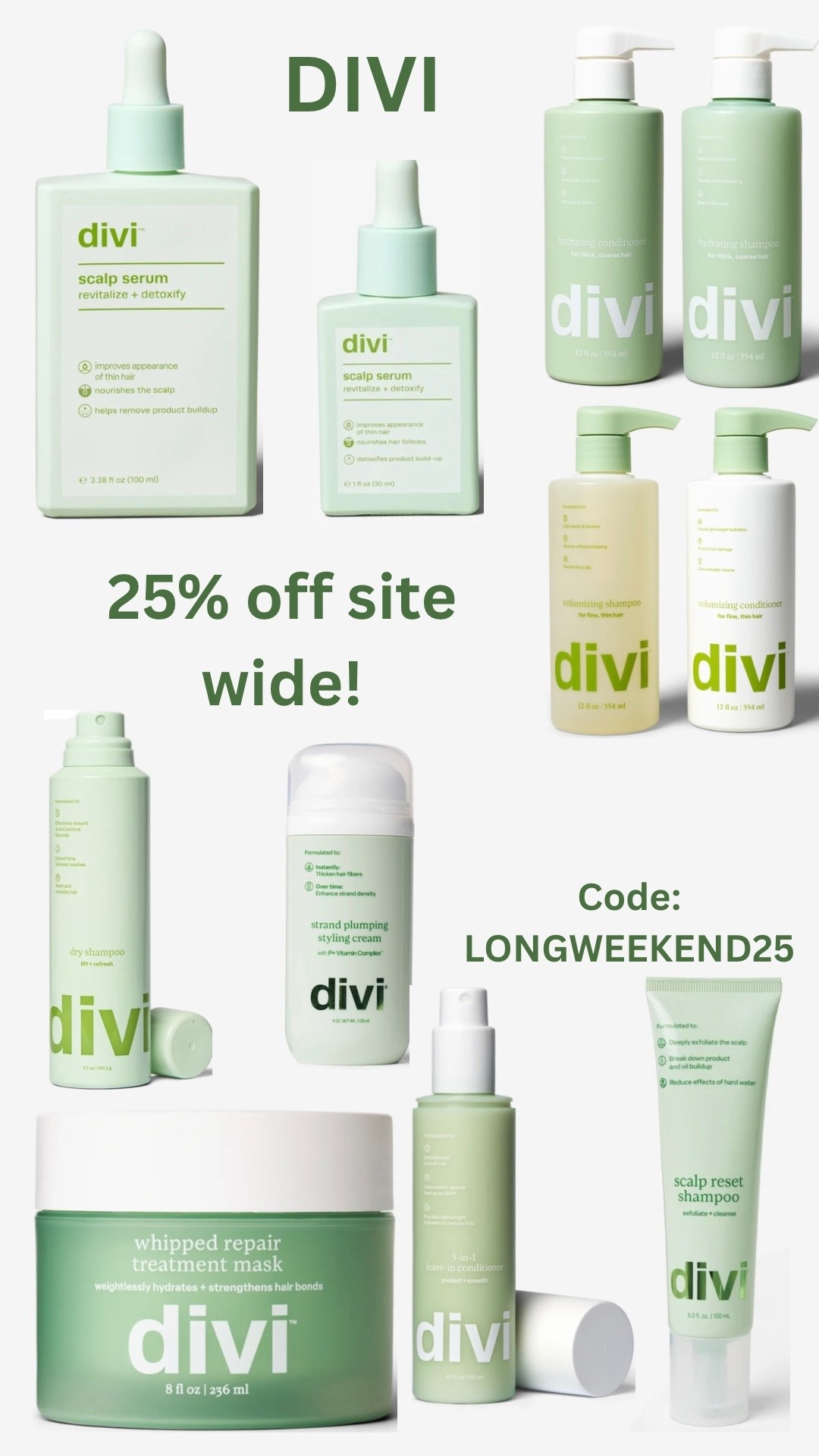 Divi is having a Labor Day sale!! This product has helped my hair growth, health, and texture. Use code: LONGWEEKEND25 to get 25% off.

#LTKBeauty #LTKFindsUnder50 #LTKSaleAlert