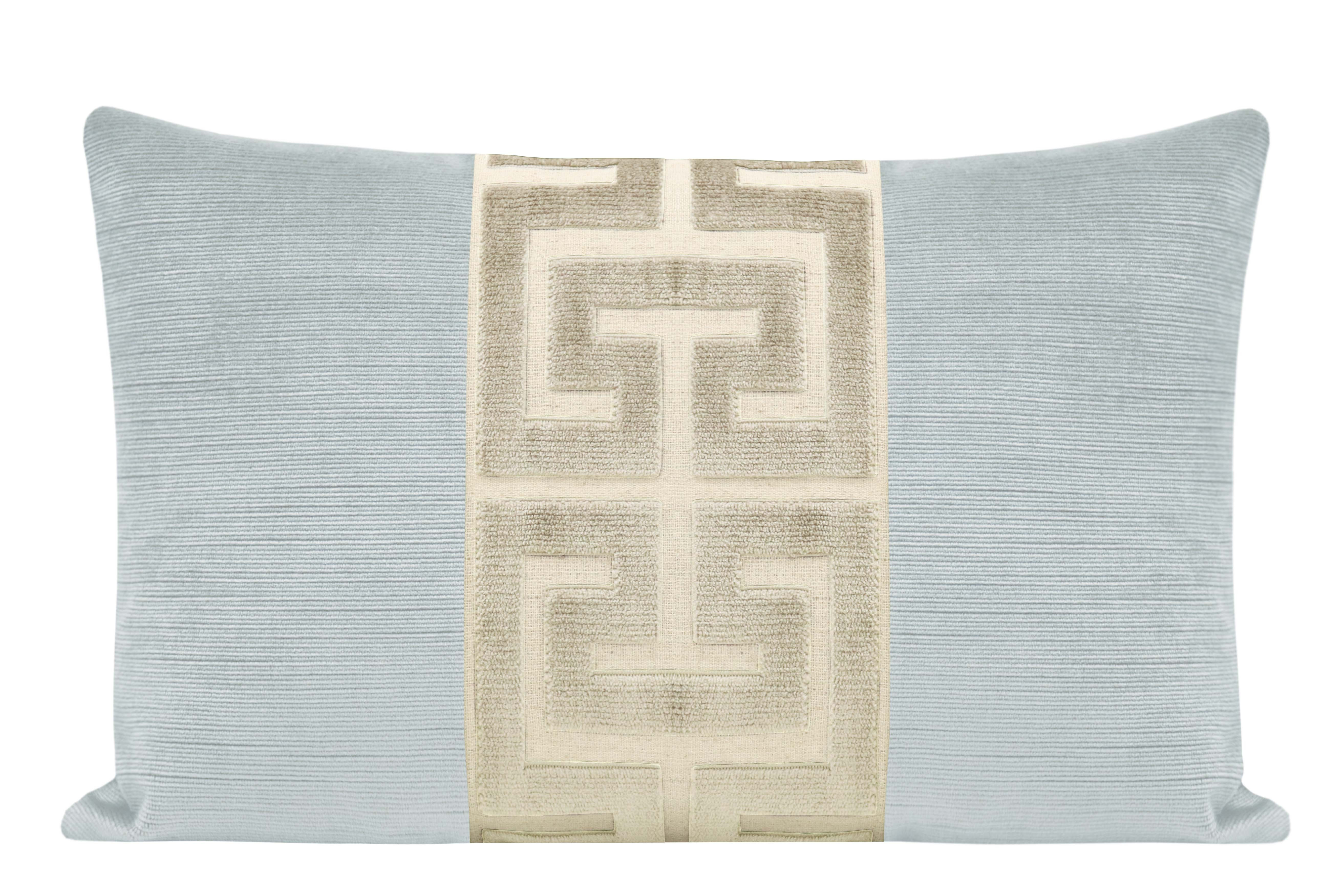 The Little Lumbar :: Strie Velvet // Mist + Cashmere Greek Trim | LITTLE DESIGN COMPANY