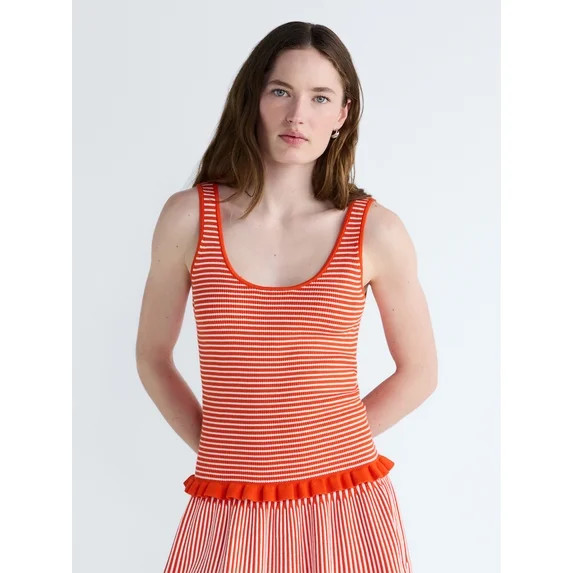 Free Assembly Women's and Women's Plus Ruffle Hem Knit Tank Top, Sizes XS-4X | Walmart (US)