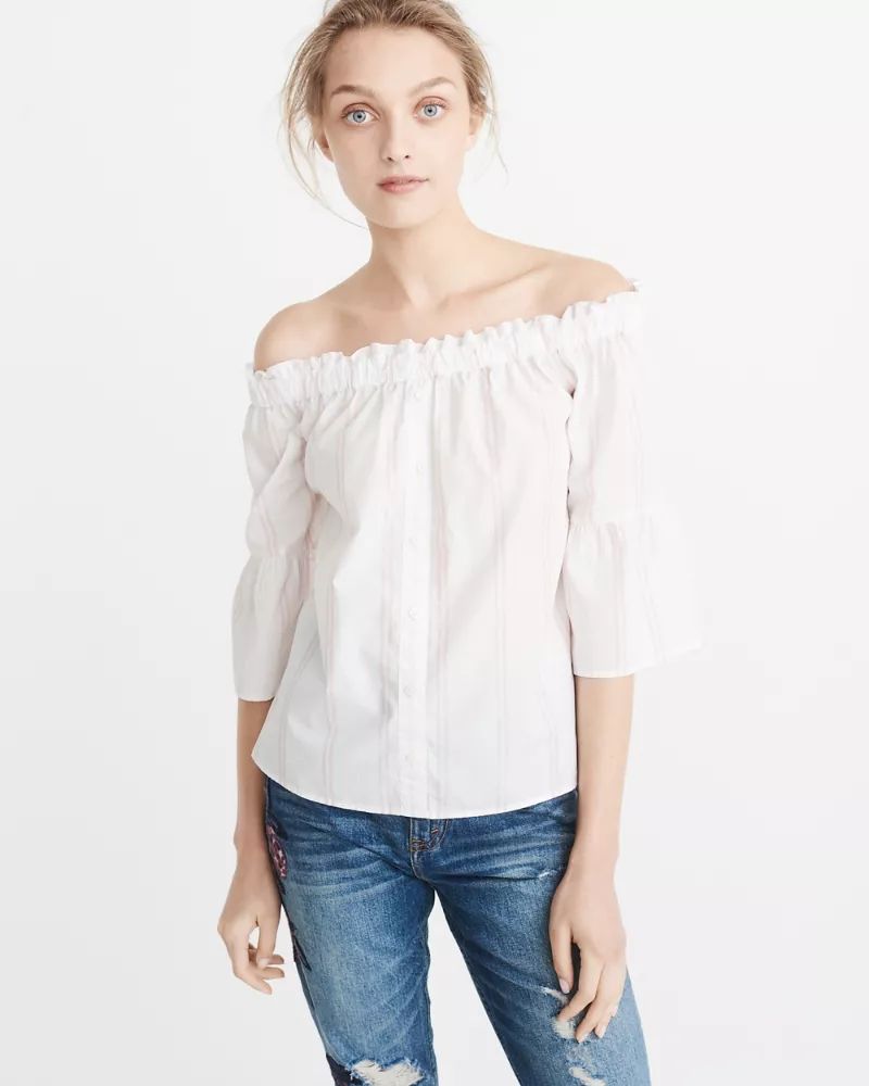 Poplin Off-The-Shoulder Top | Abercrombie & Fitch US & UK