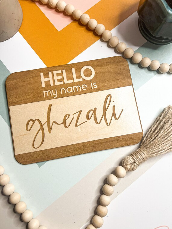 Hello My Name is Wooden Birth Sign  Cutout Baby Name | Etsy | Etsy (US)