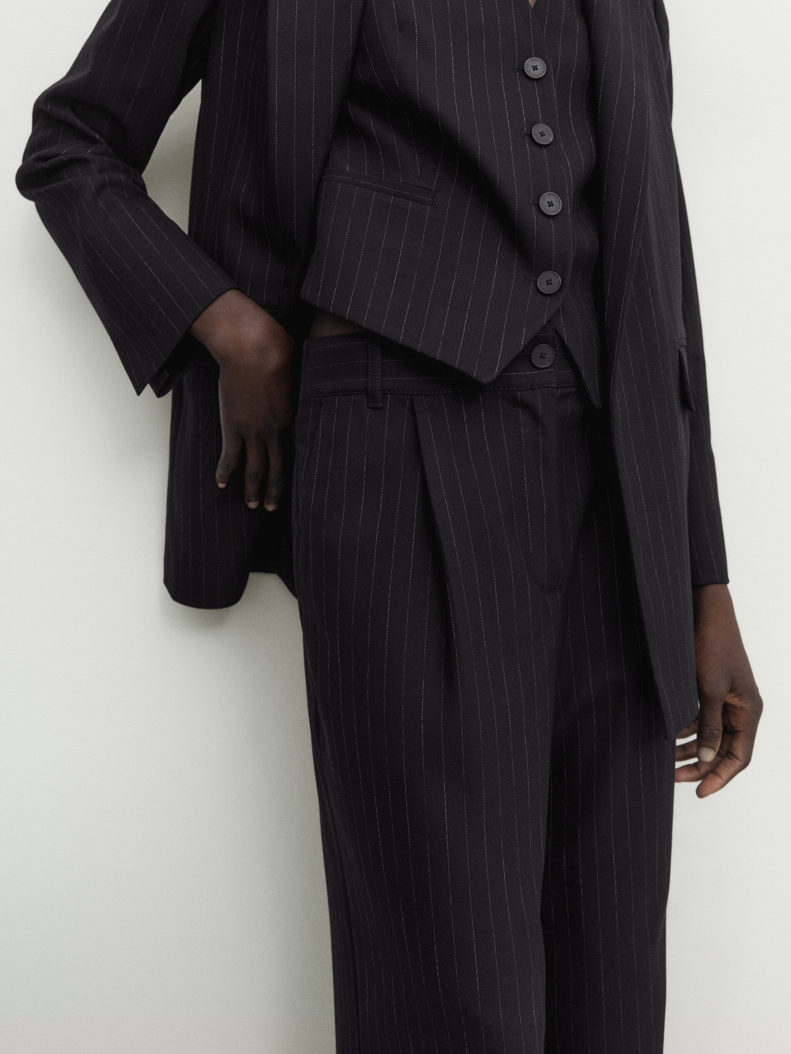 Dashed stripe suit trousers | Massimo Dutti US