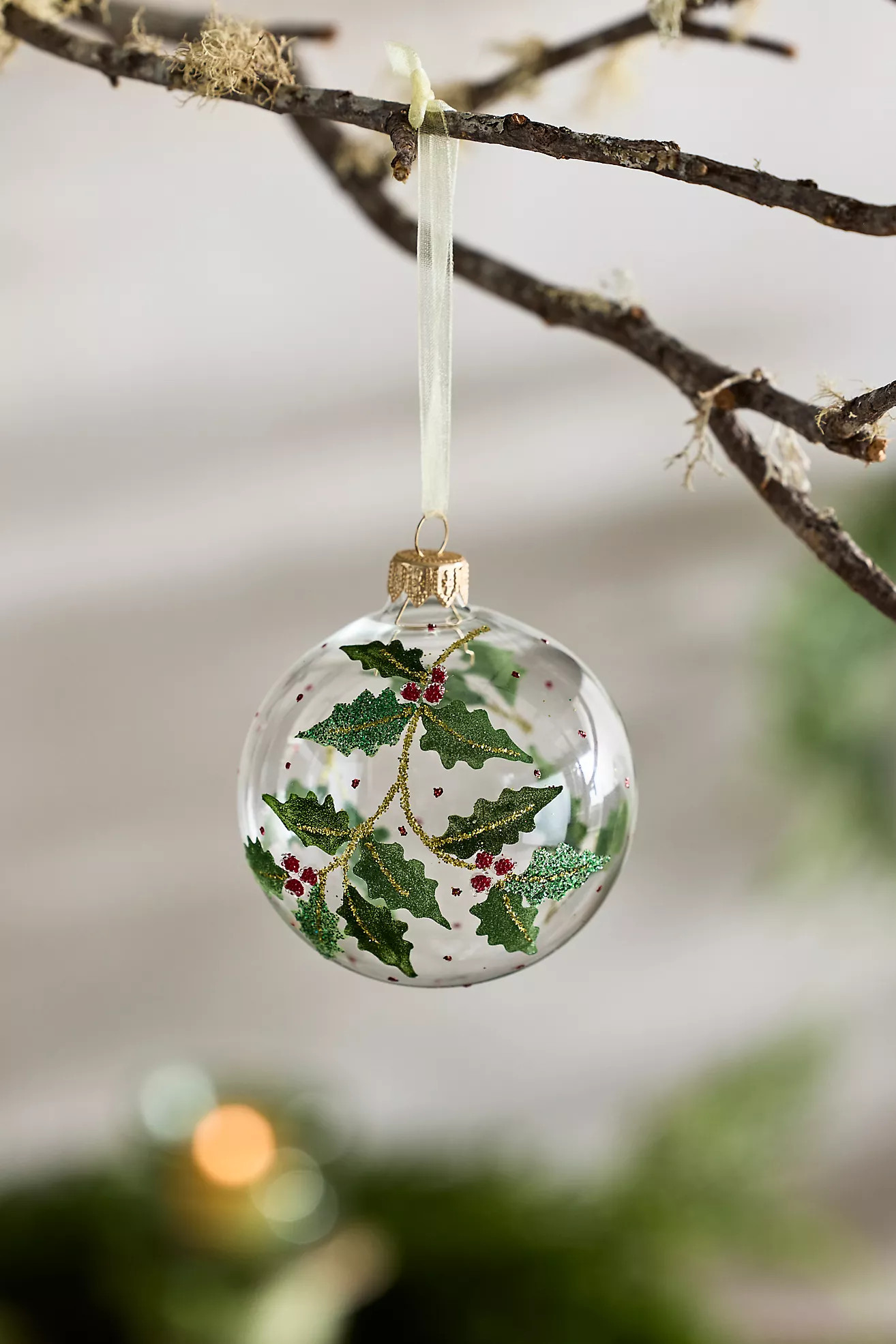 Holly Boughs Globe Ornament | Anthropologie (US)