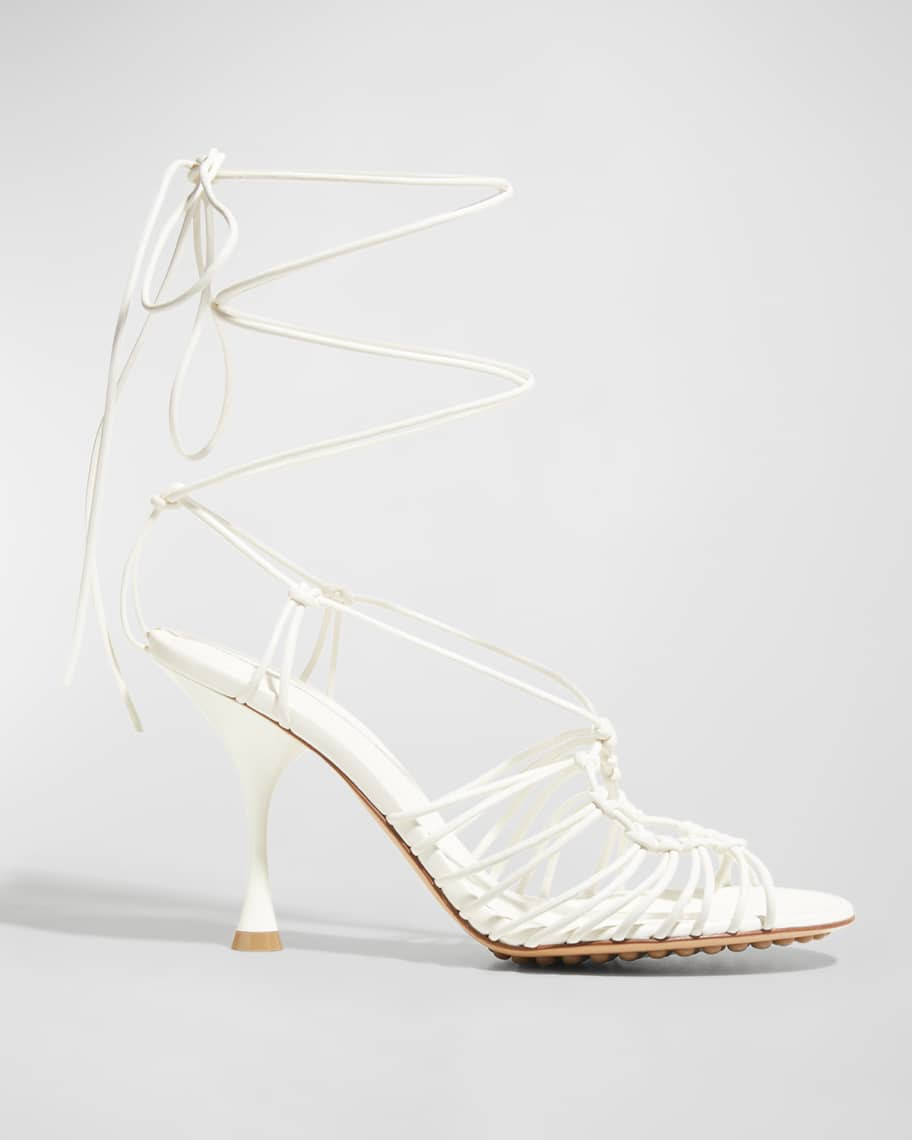 Dot Leather Ankle-Wrap Sandals | Neiman Marcus