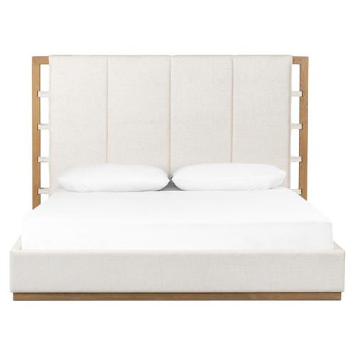 Henry Modern Classic Cream Performance Brown Solid Oak Wood Bed - King | Kathy Kuo Home