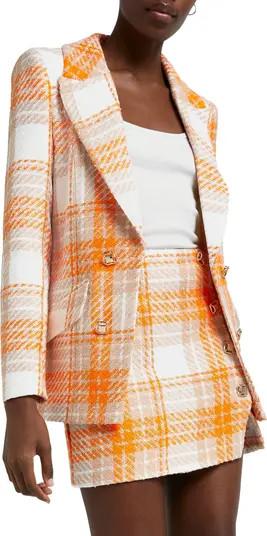 River Island Plaid Bouclé Blazer | Nordstrom | Nordstrom