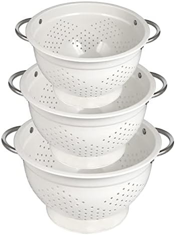 Amazon.com: Hillbond Colander Set of 3, 1.5, 3, 5 QT Powder Coated Metal Strainers with Riveted S... | Amazon (US)