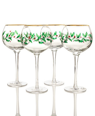 Lenox Holiday Wine Glasses, Set of 4 - Macy's | Macy's