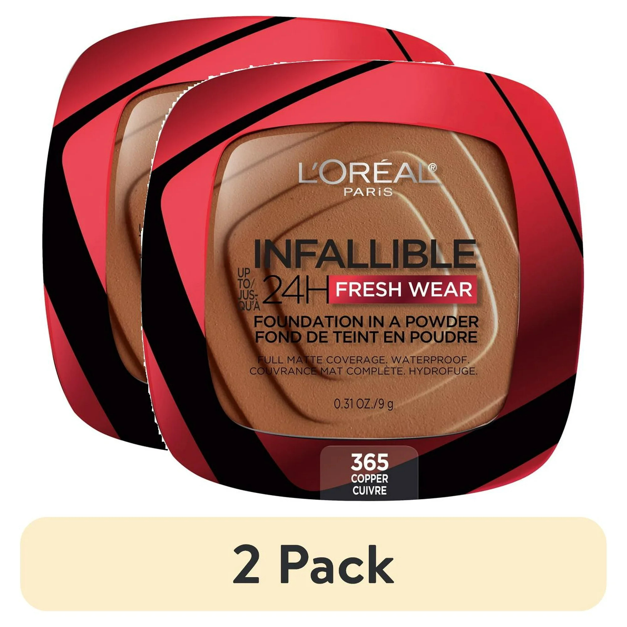 (2 pack) L'Oreal Paris Infallible Fresh Wear 24 Hr Powder Foundation Makeup, 365 Copper, 0.31 oz | Walmart (US)