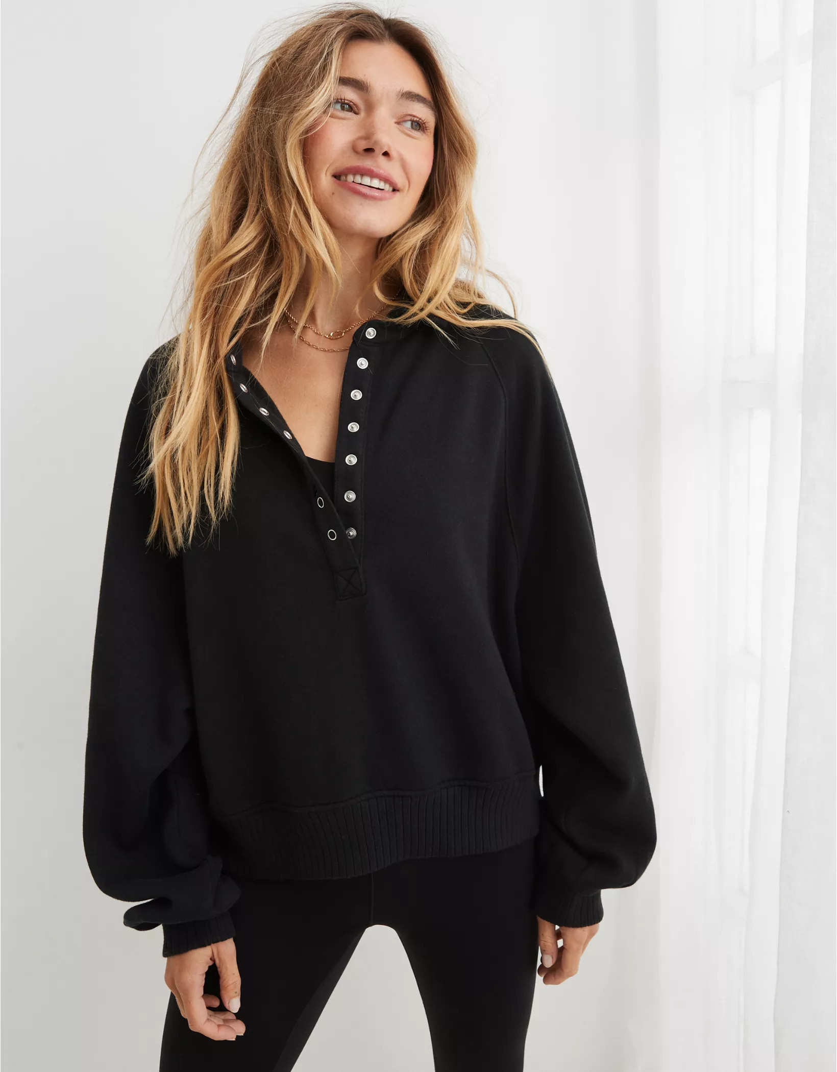 Aerie Quarter Snap Sweatshirt | American Eagle Outfitters (US & CA)