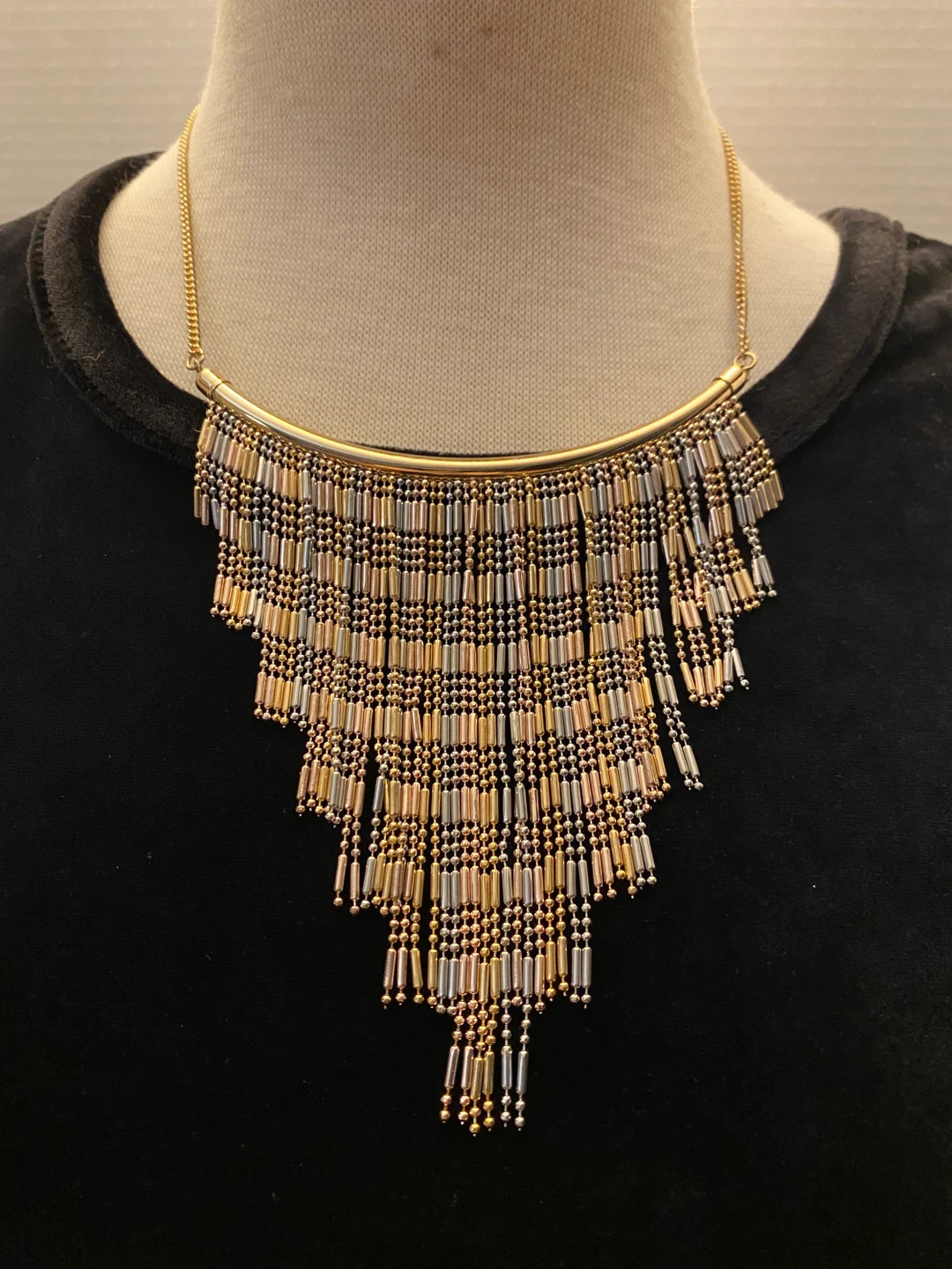 Vintage Waterfall Chain Necklace In Gold/Rose Gold/White Gold Metal With Adjustable Extension Cha... | Etsy (US)