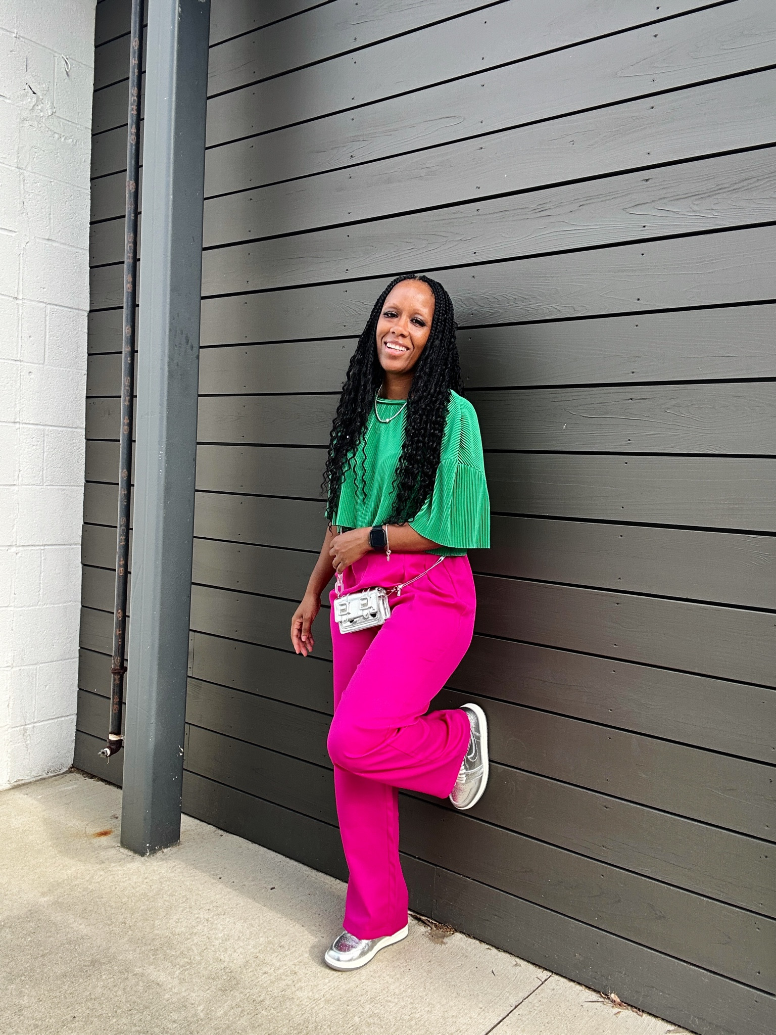 Summer outfit idea! Pop of color. I’m wearing a size small green crop top, small hot pink trouser. I styled this outfit with a silver mini crossbody bag and Jordan 1 chrome

#LTKFindsUnder50 #LTKSeasonal #LTKStyleTip