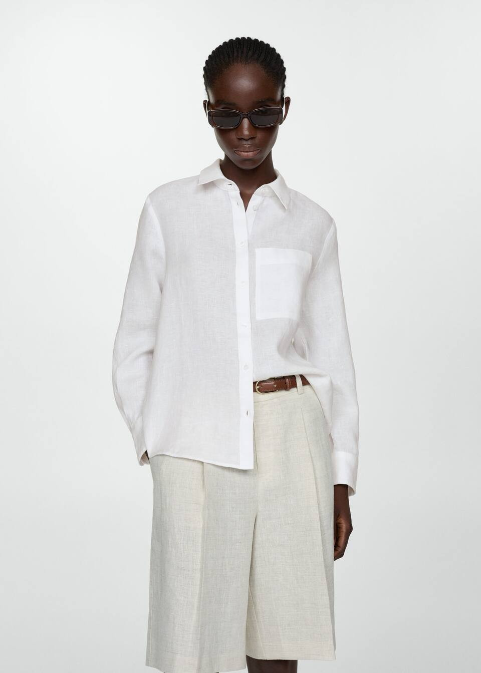 Linen 100% shirt -  Women | Mango USA | MANGO (US)