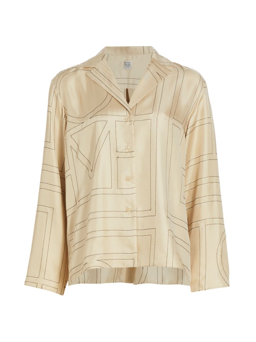Logo Stitch Silk Top | Saks Fifth Avenue