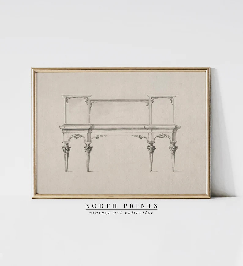 Antique Furniture Study Sketch | Modern Vintage Minimalist Art Print | Digital PRINTABLE | 1084 | Etsy (US)