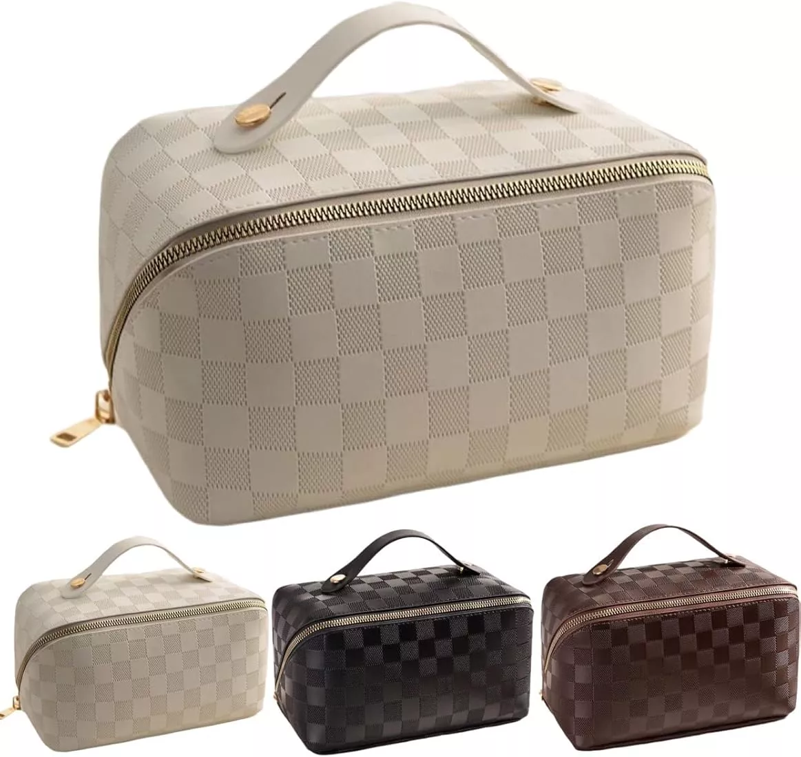 Buy WIRIBEY Makeup Bag, Checkered Makeup Bag, Portable Makeup Bag