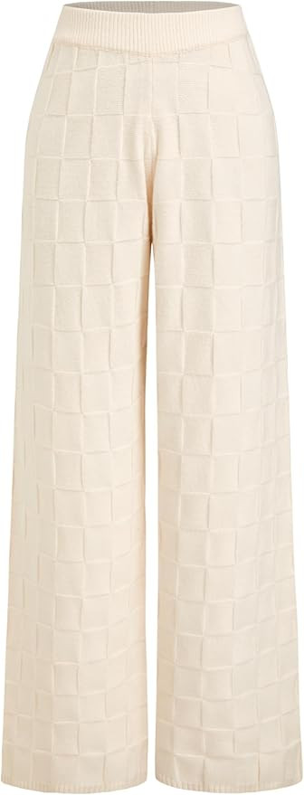 CIDER Lounge Pants Women Wide Leg Mid Waist Ribbed Knit Pants Casual Solid Warm Wool-Blend Sweatp... | Amazon (US)