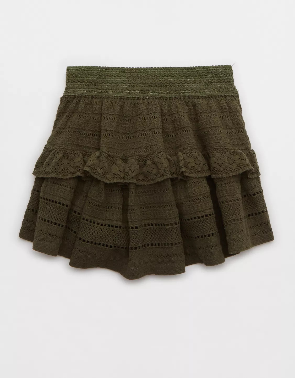 Aerie Textured Lace Ruffle Mini Skirt | American Eagle Outfitters (US & CA)