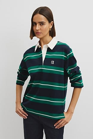 Australian Cotton Stripe Rugby Polo Sweat | Country Road