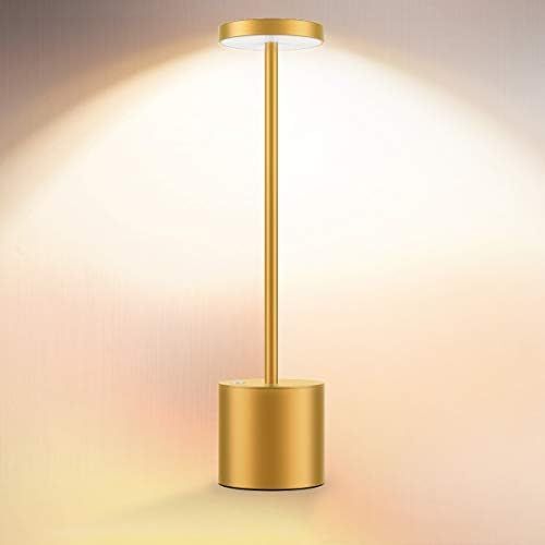 Cordless Table Lamp, LED Metal USB Rechargeable 6000mAh 2-Levels Brightness Night Light Desk Lamp Re | Amazon (US)
