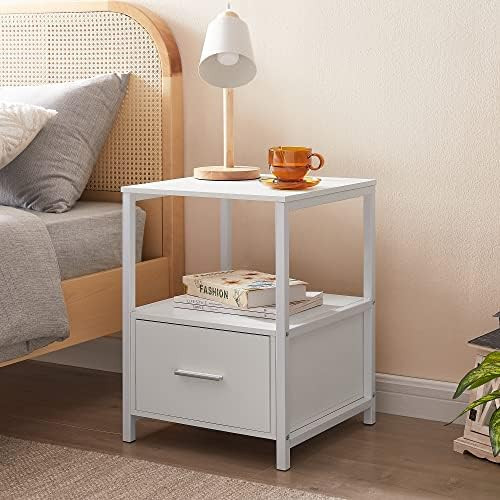 VECELO Modern Nightstand with Drawer Square End, Side Table for Bedroom, Living Room, Small Space... | Amazon (US)