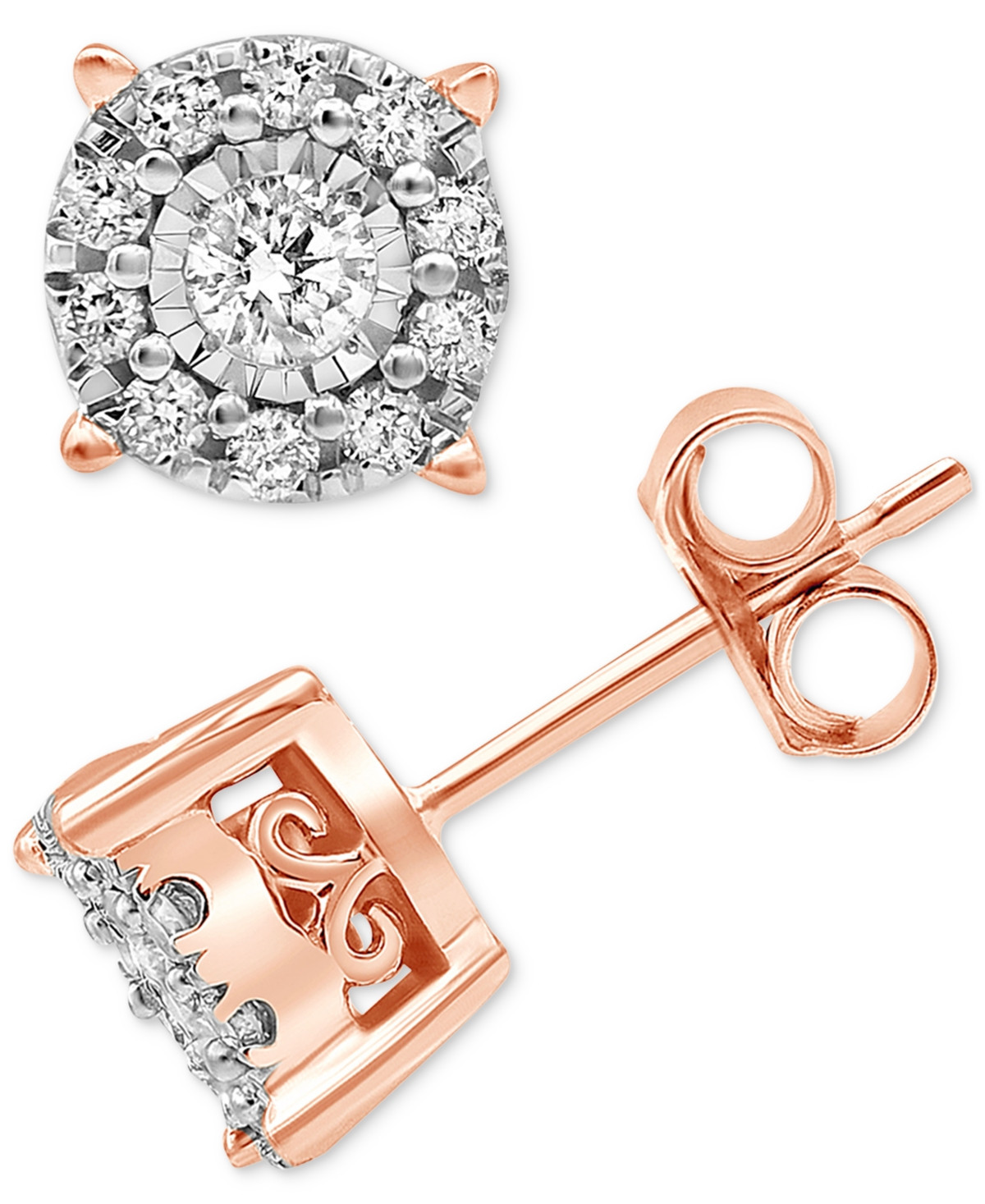 Diamond Stud Earrings (1/3 ct. t.w.) in 14K White, Yellow or Rose Gold - Rose Gold | Macy's