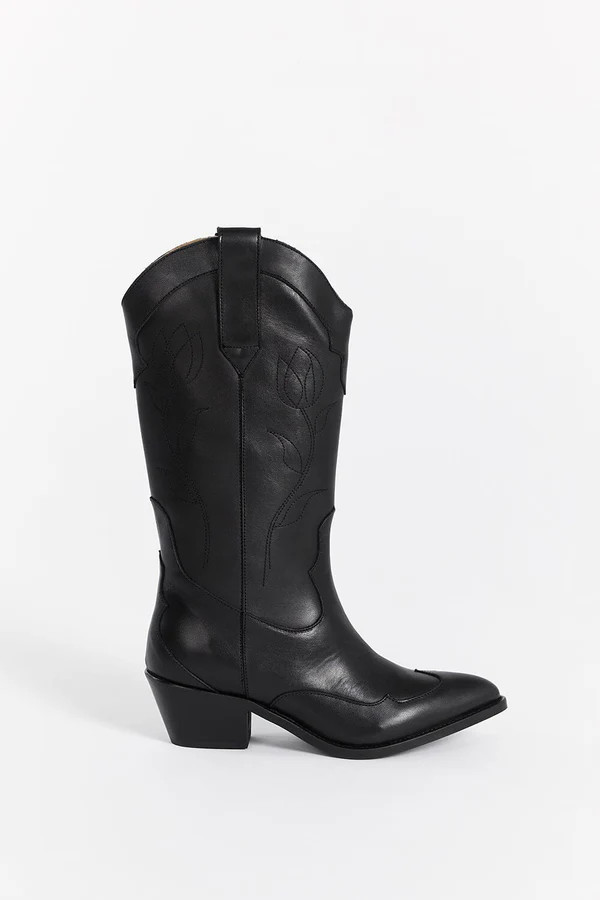 ALOHAS LIBERTY BLACK LEATHER BOOTS | DISSH
