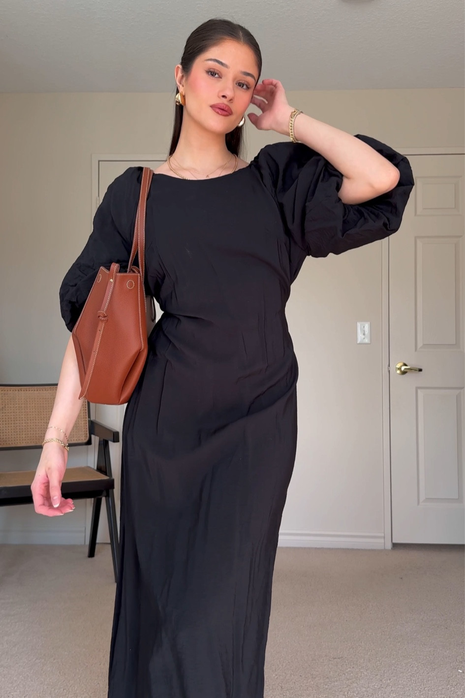 Black cotton linen summer dress