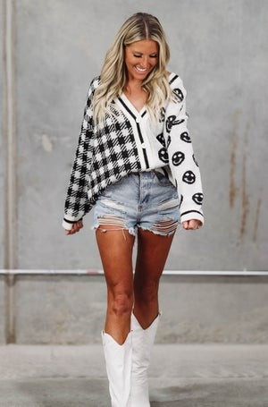 Playing Games Cardigan - Black and White | Hazel and Olive