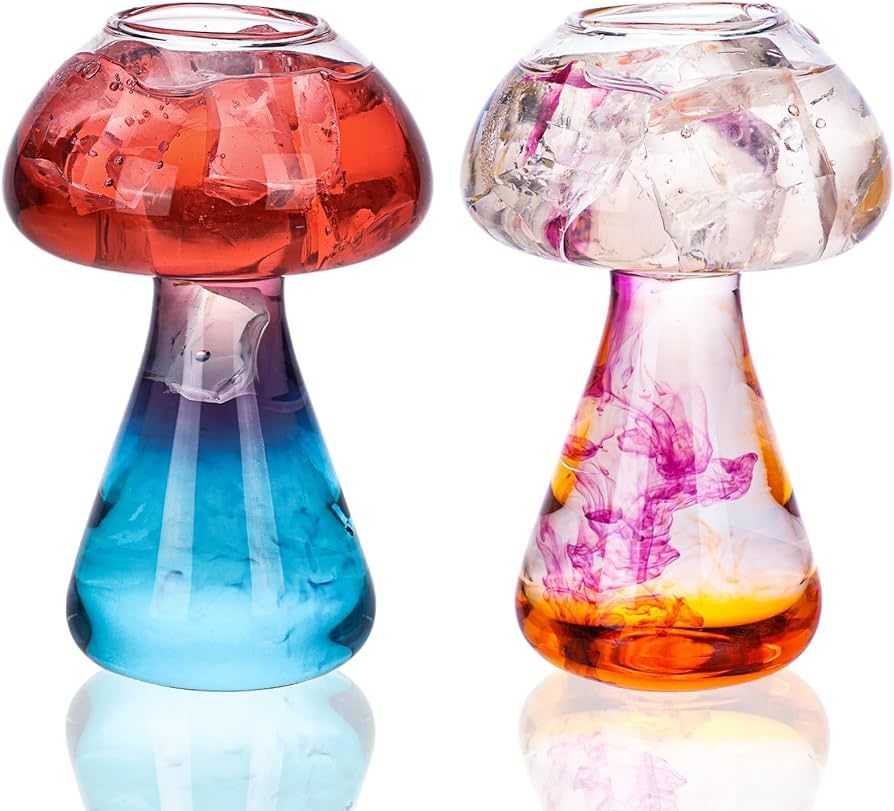 Moretoes 2pcs 8.5oz Mushroom Glass Cups Cute Cocktail Glass Creative Martini Glasses Drinks Cup f... | Amazon (US)