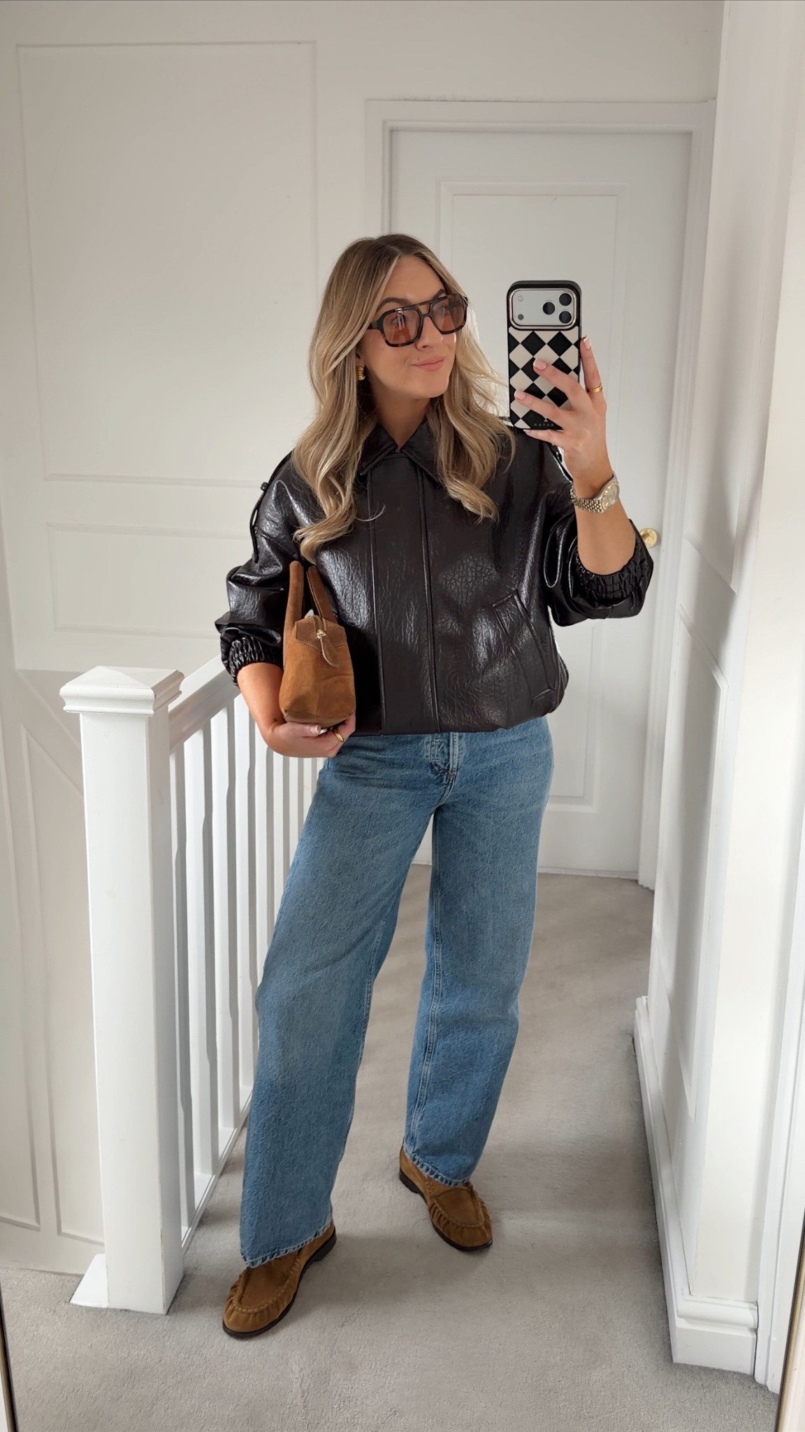 Zara faux leather jacket: size small
Jeans: 25


#LTKspring #LTKFashionMonth #LTKjeans