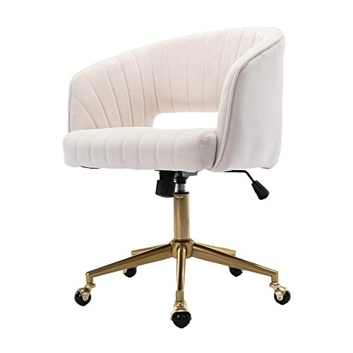 ABET Desk Chair with Wheels, Velvet Home Office Chair, Swivel Armchair with Gold Base, Upholstere... | Amazon (US)