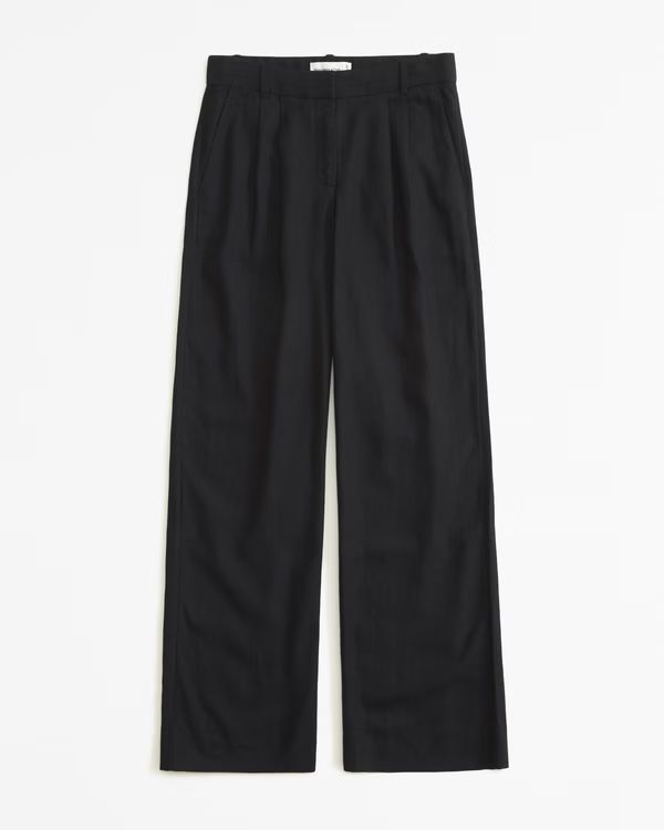 Women's A&F Sloane Low Rise Tailored Linen-Blend Pant | Women's Bottoms | Abercrombie.com | Abercrombie & Fitch (US)