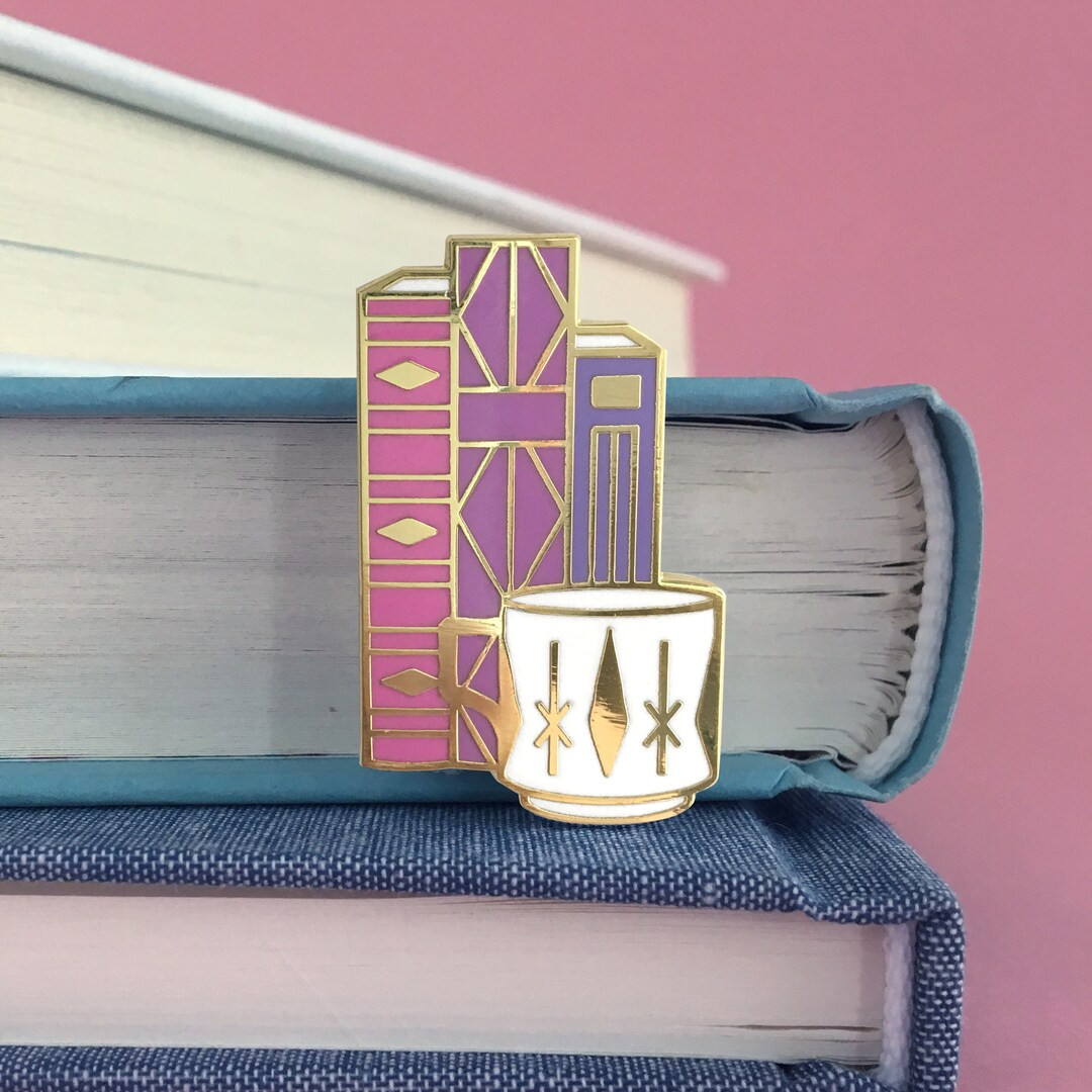 Geometric Books and Mug Enamel Pin Bookish Gift Book Lovers Gift Reader Gifts Book Pin Bookish Te... | Etsy (US)