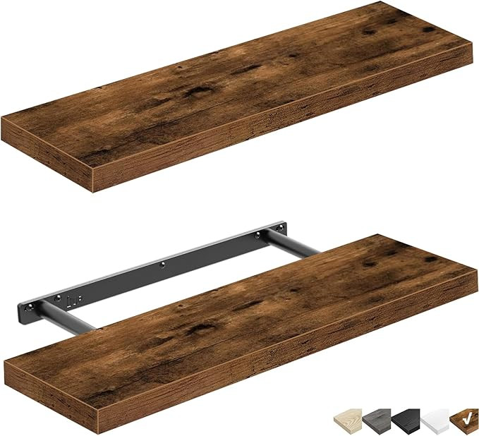 QEEIG Floating Shelves Wall Shelf 24 inches Long Farmhouse Bathroom Decor Bedroom Kitchen Living ... | Amazon (US)