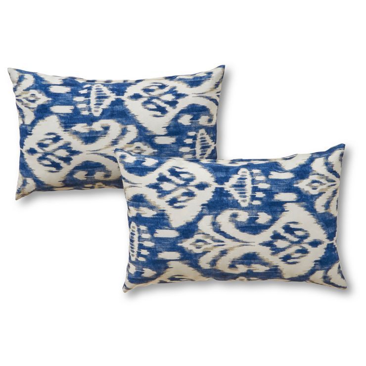 Set of 2 Azule Ikat Outdoor Rectangle Throw Pillows - Kensington Garden | Target