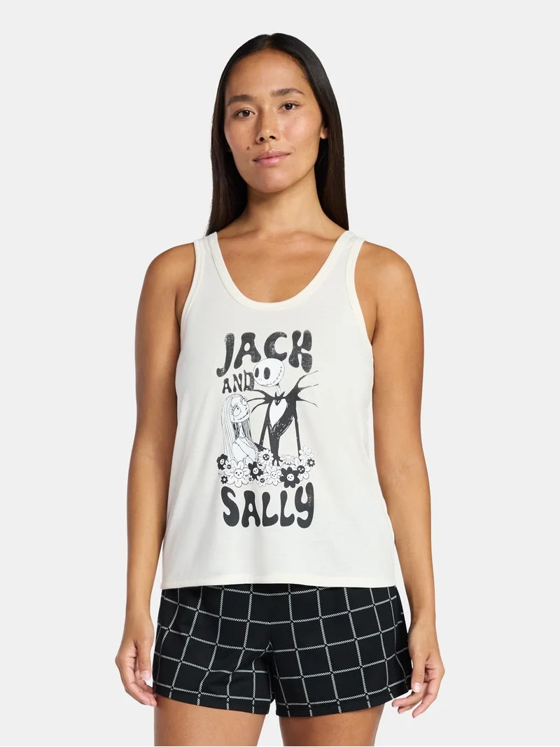 Disney Nightmare Before Christmas Women's and Women's Plus Tank Top and Shorts Pajama Set, 2-Piec... | Walmart (US)