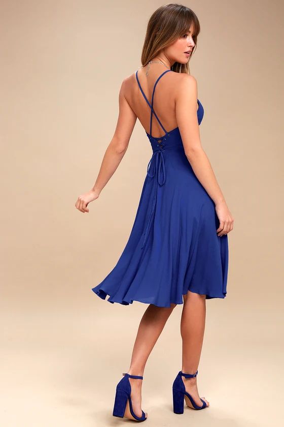 Troulos Royal Blue Lace-Up Midi Dress | Lulus (US)