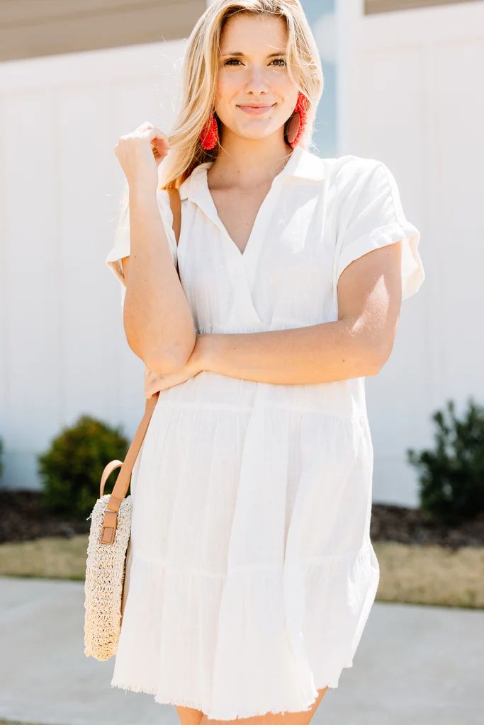 In My Thoughts Off White Linen Dress | The Mint Julep Boutique