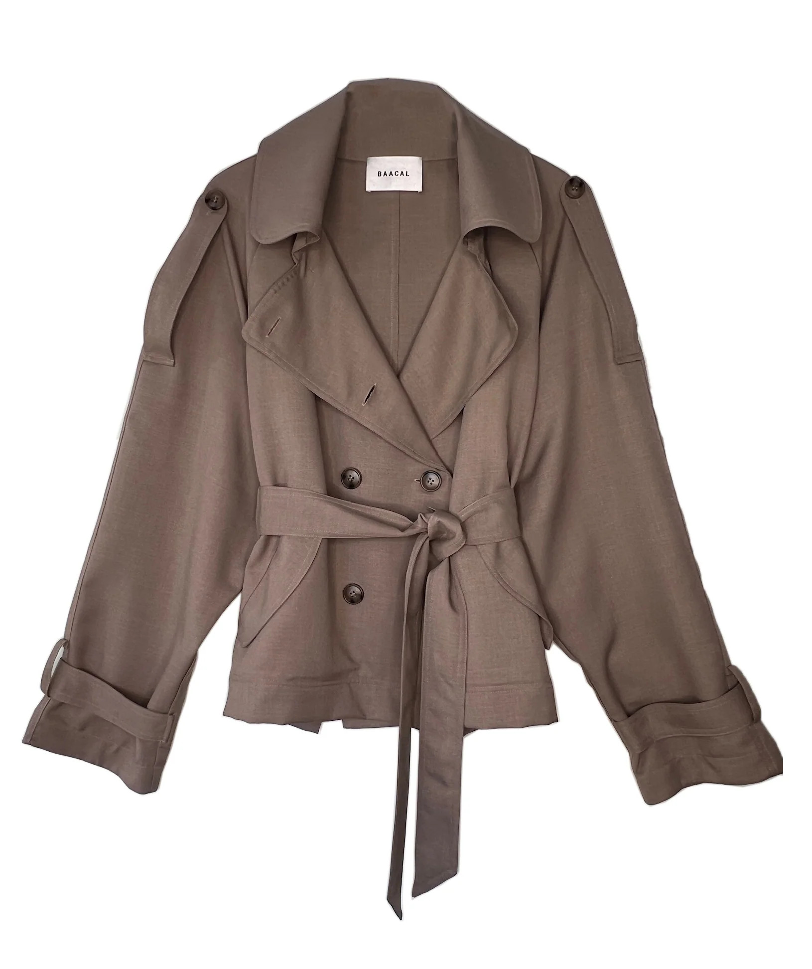 Julia Short Trench Coat- Taupe Wool | BAACAL Limited, LLC