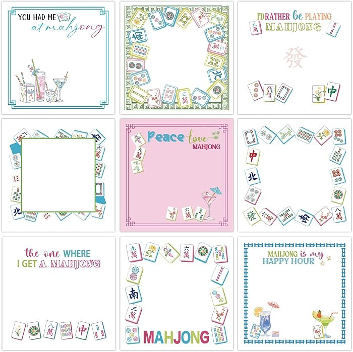 ZCPTZ 9 Pcs Mahjong Style Notepads 3" x 3" Self-Adhesive Mah Jong Note Pads Memo for Home School Office Supplies Teacher Mahjong Lovers Gifts - 450 Sheets Reusable Mahjong Sticky Notes | Amazon (US)