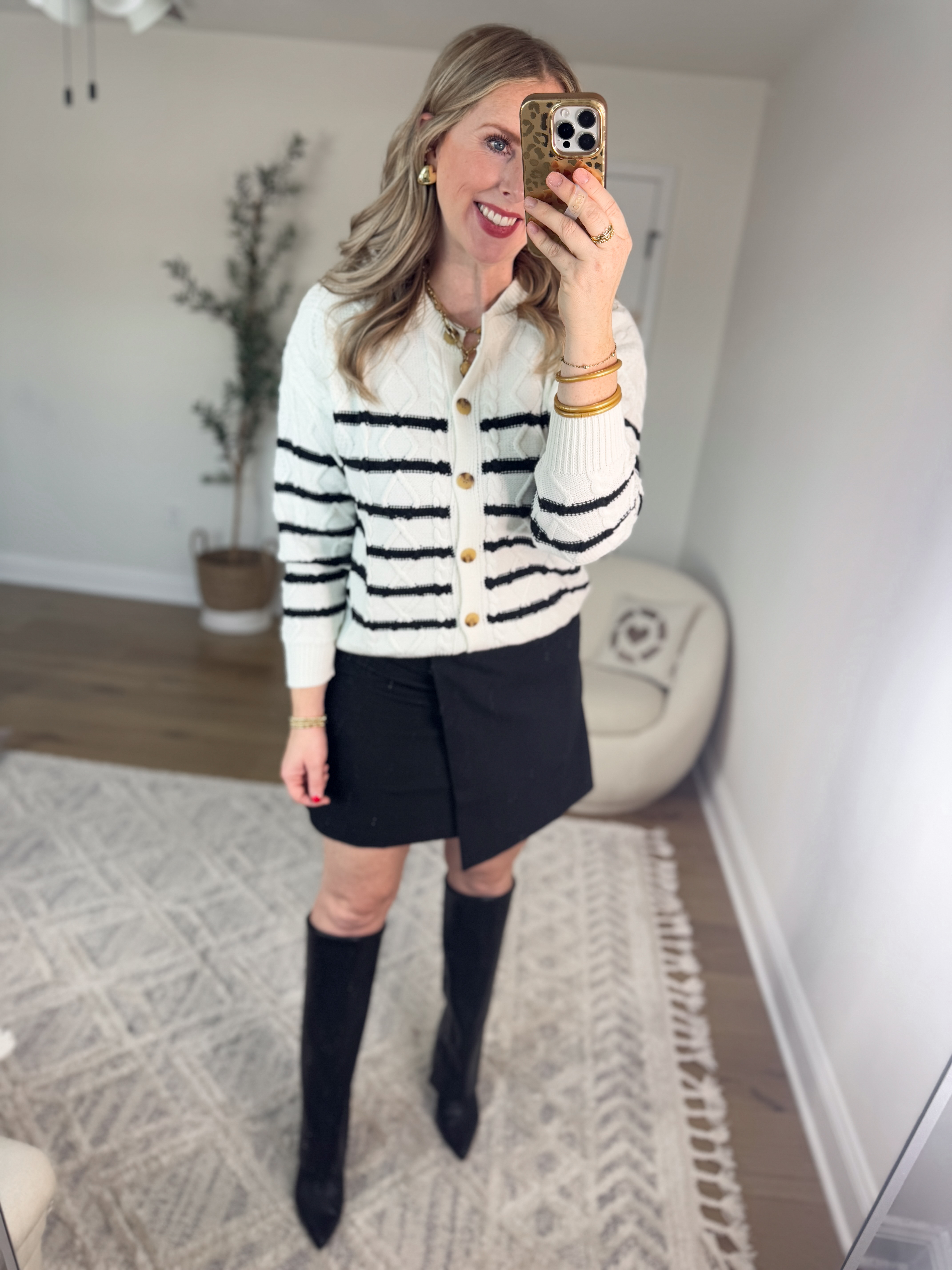 Weekend Walmart Wins try-on
Black and white stripe cardigan- medium 
Black faux wrap skirt- runs small!!

#LTKSeasonal #LTKFindsUnder50 #LTKStyleTip
