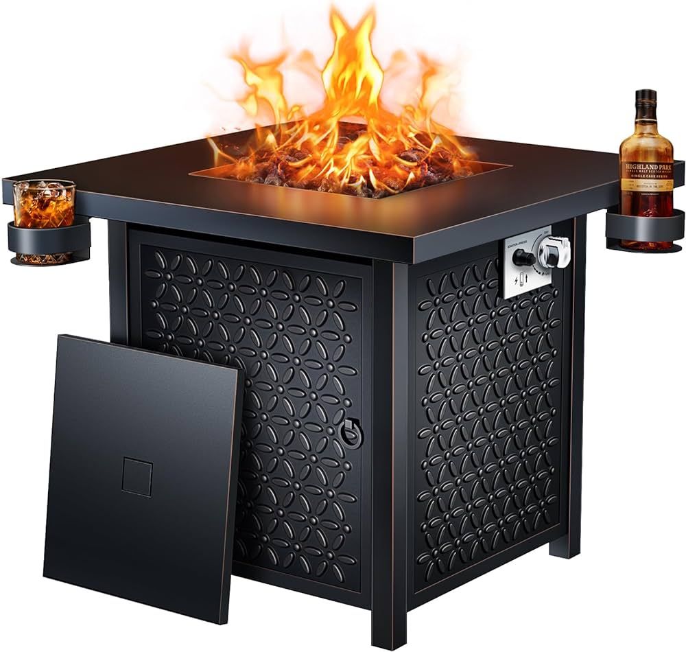 Ciays Propane Fire Pits 32 Inch Outdoor Gas Fire Pit, 50,000 BTU Steel Fire Table with Lid and La... | Amazon (US)