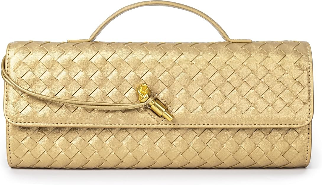 Joryin Woven Purse for Women Evening Clutch Woven Leather Handbags Crossbody Bag Purse Formal Eve... | Amazon (US)