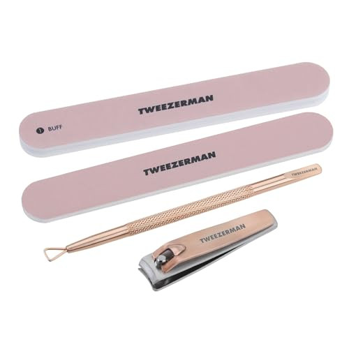 Tweezerman Rose Gold Manicure Kit Includes Nail Clipper, Dual-ended Polish Remover Pushy, and 2 Nail Files | Amazon (US)