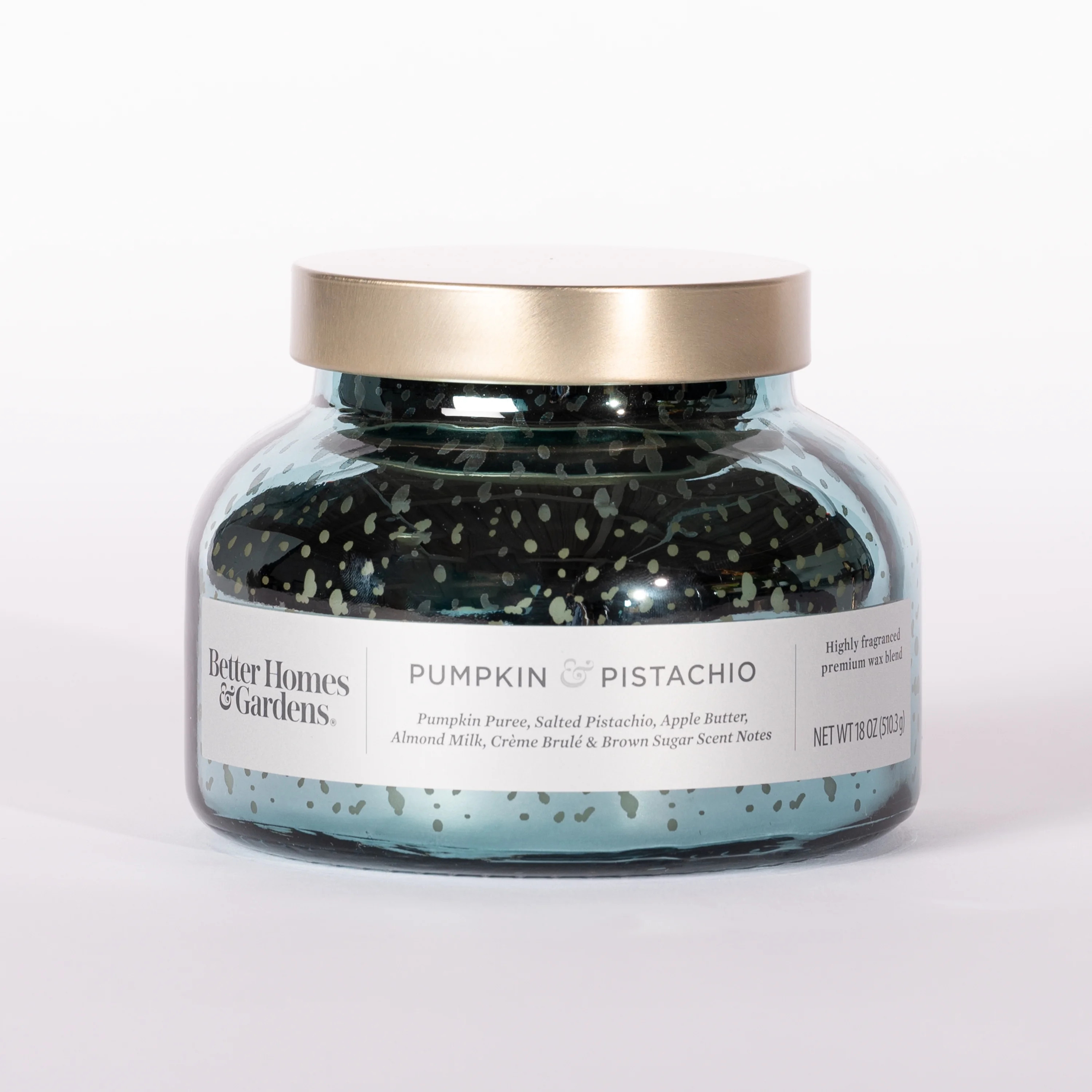 Better Homes & Gardens 18oz Pumpkin & Pistachio Scented Mercury Glass 2-Wick Bell Jar Candle | Walmart (US)