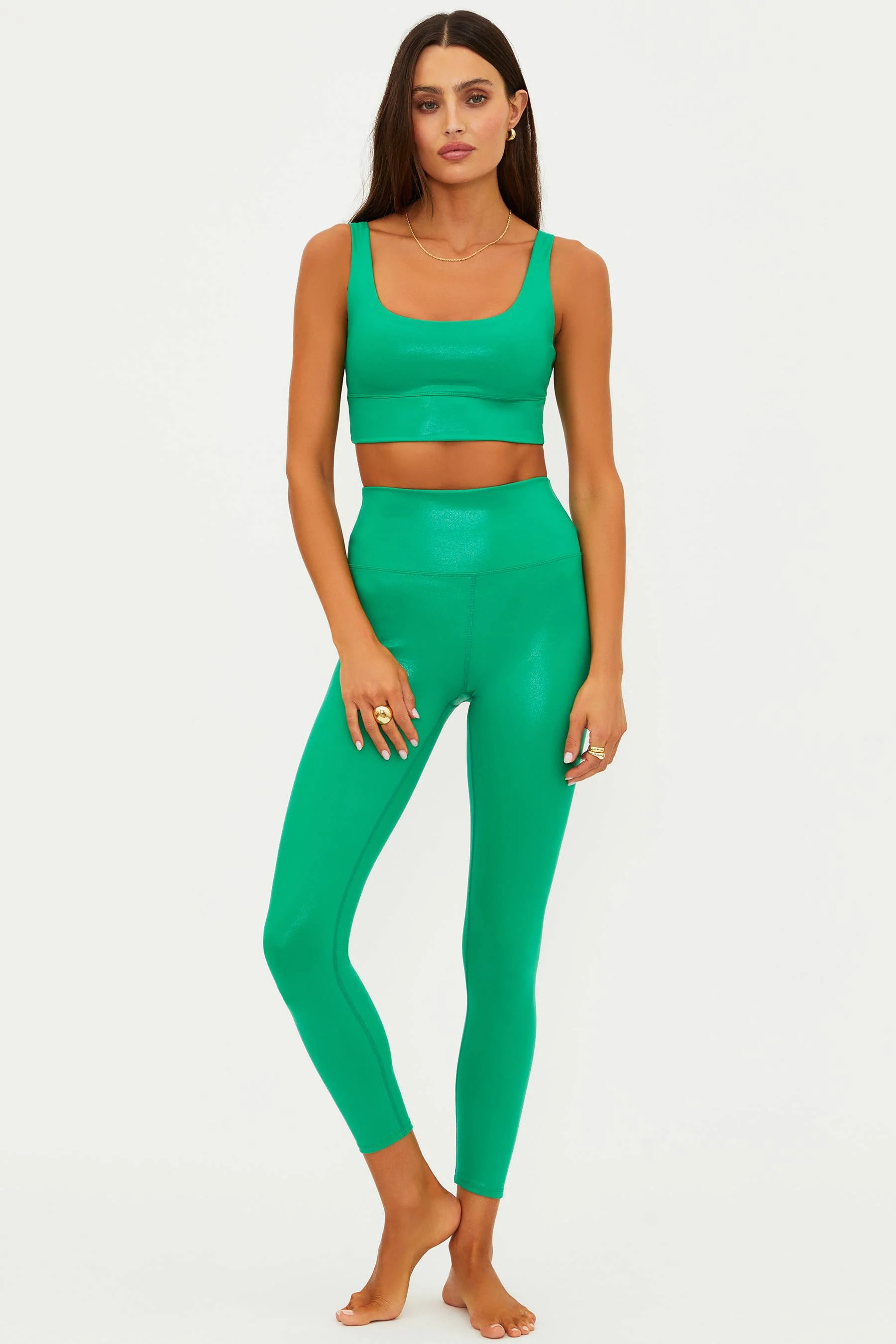 Piper Legging Frosted Fir Shine | Green Shiny Active Legging | Beach Riot | Beach Riot
