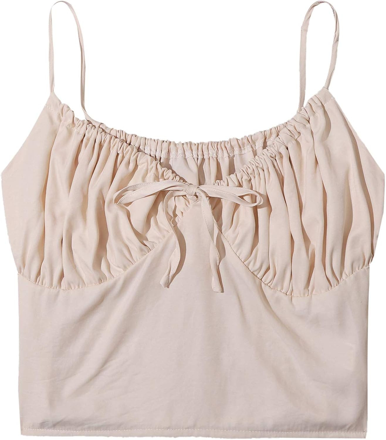 SheIn Women's Sexy Sleeveless Strappy Shirred Camisole Tie Front Crop Cami Top | Amazon (US)