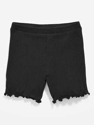 Rib-Knit Lettuce-Edge Biker Shorts for Toddler Girls | Old Navy (US)